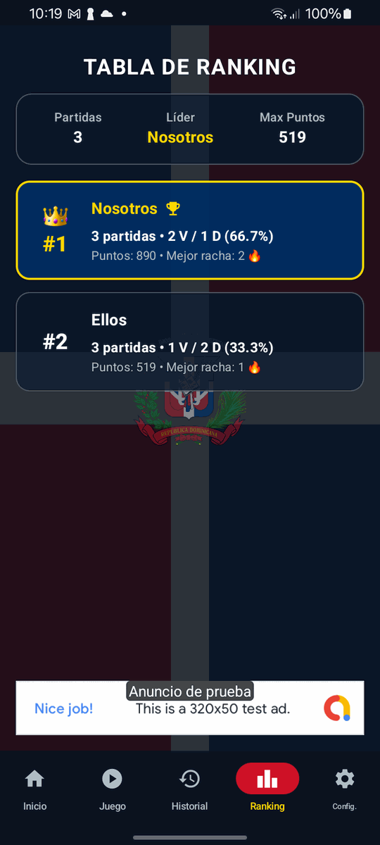 Ranking de jugadores en Corito e’ Dominó